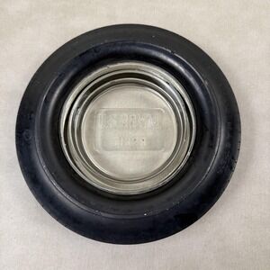 Vintage U.S. Royal Tires Advertising Ashtray Glass Tire U.S. Royal Master Rubber